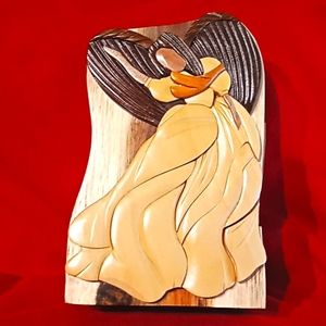 Carver Dan's Angel Tricket Box. Handcrafted Wooden Puzzle Box. Collectibles..